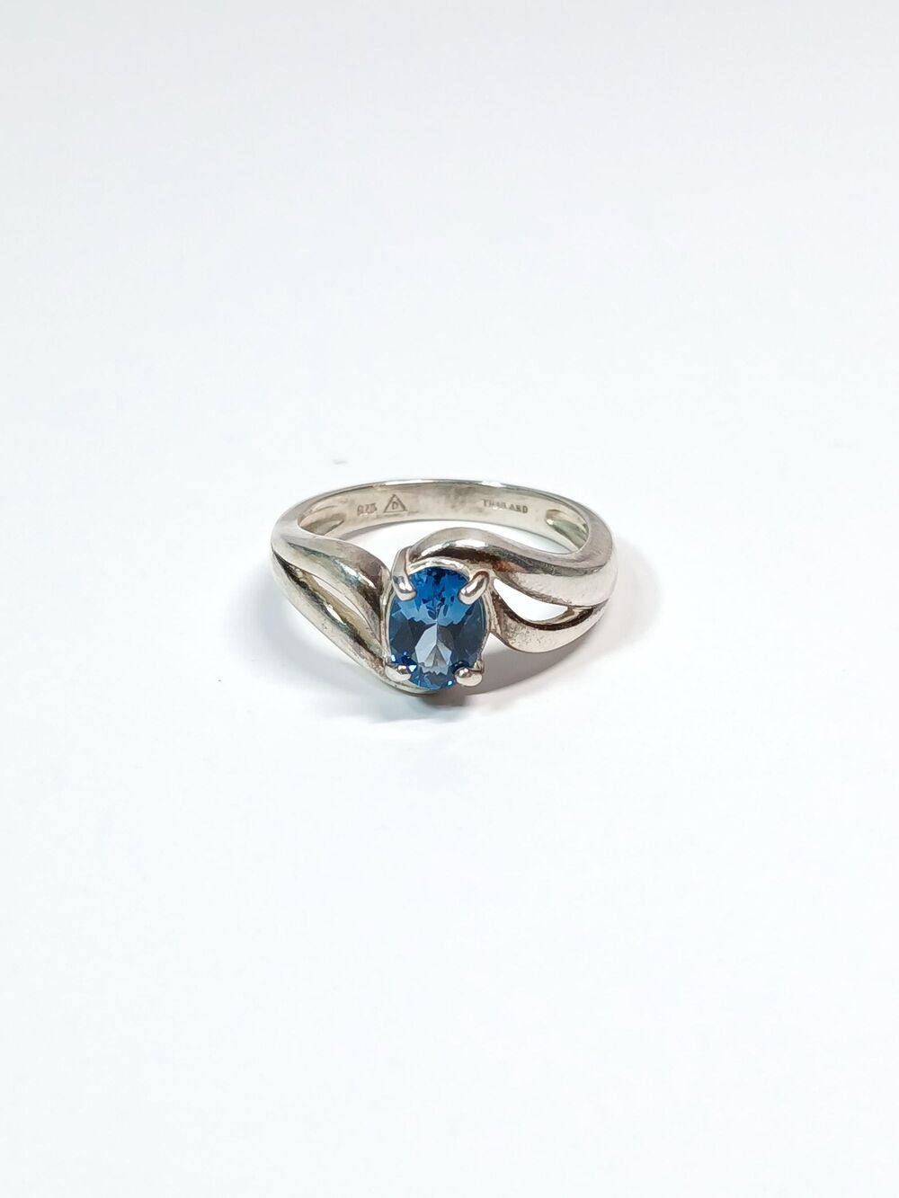 Sterling Silver Dark Blue Spinel Stackable Ring Size 6 Thailand